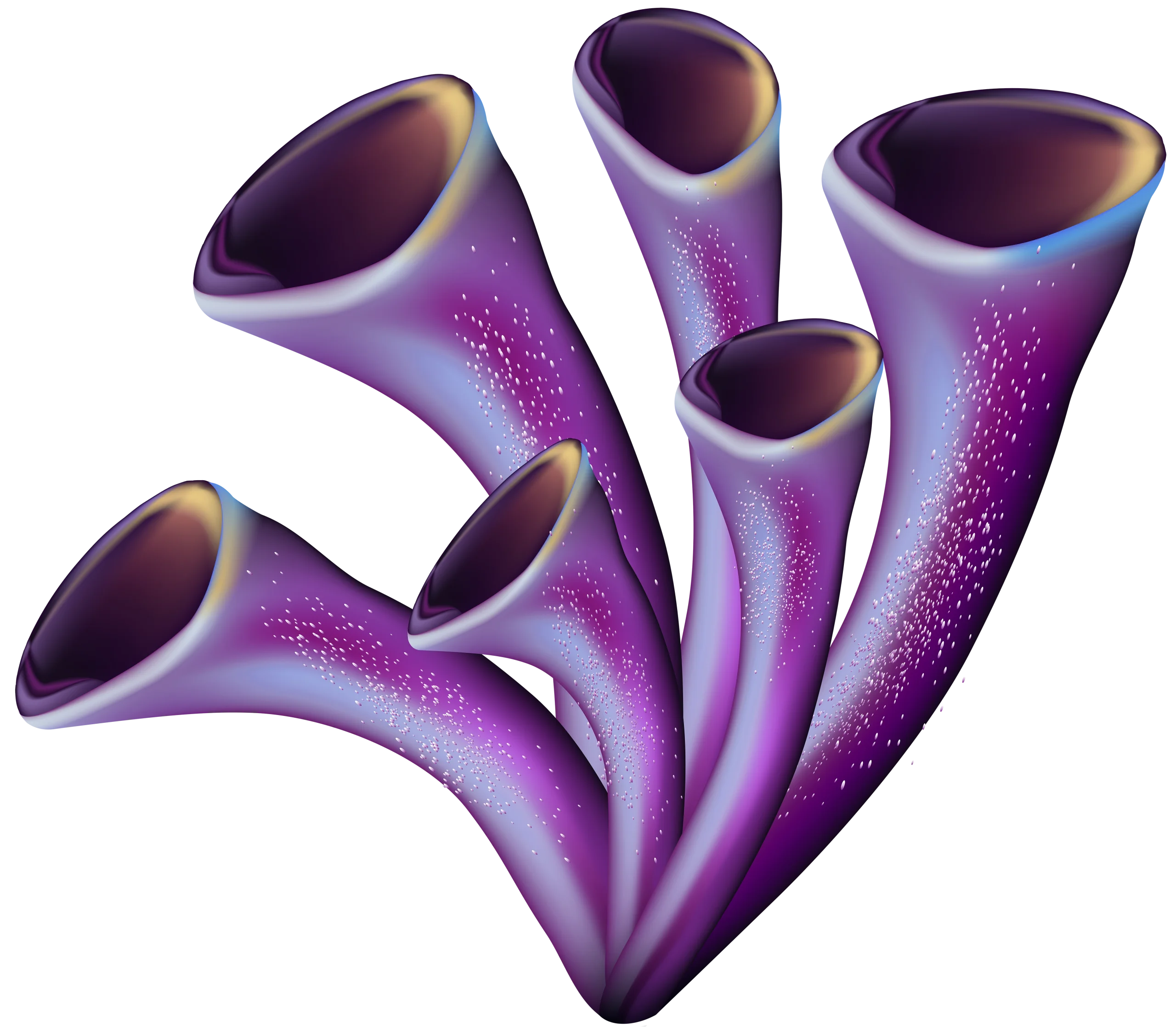 Mystical Purple Marine Organism Stylized Coral Clipart Illustration