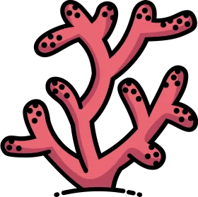 Stylized Branching Coral Reef Marine Life Simple Cartoon Clipart Illustration