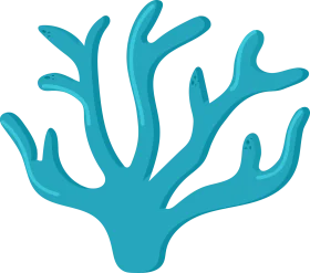 Stylized Turquoise Marine Coral Clipart Illustration with Flowing Branches