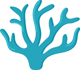 Stylized Turquoise Marine Coral Clipart with Branching Silhouette Design