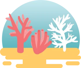 Underwater Seascape Coral Reef Clipart with Stylized Marine Formations