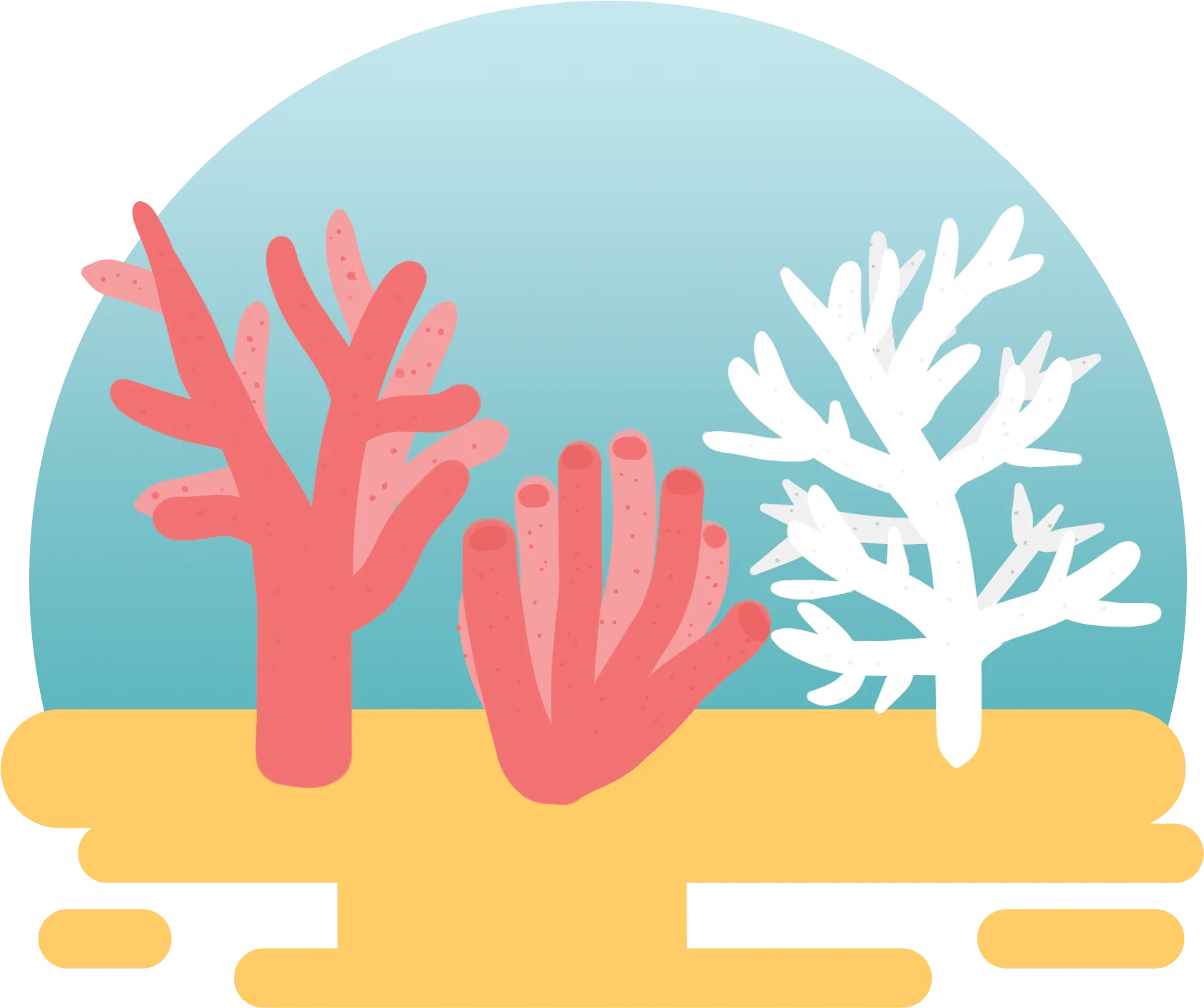 Underwater Seascape Coral Reef Clipart with Stylized Marine Formations