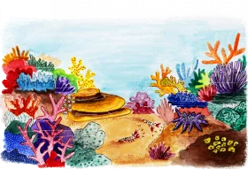 Underwater Wonderland: A Colorful Coral Reef Ecosystem Clipart Illustration