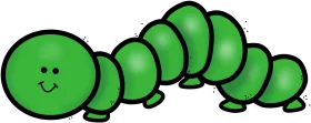 Adorable Green Caterpillar Cartoon Clipart: Cute Smiling Crawling Creature