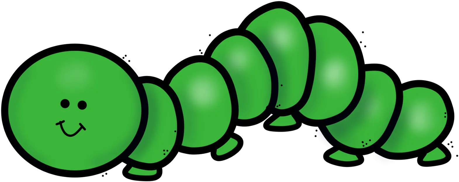 Adorable Green Caterpillar Cartoon Clipart: Cute Smiling Crawling Creature