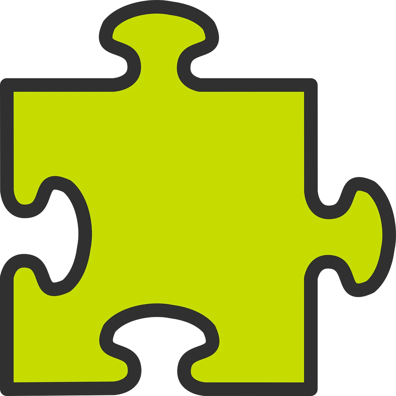 Bright Lime Green Puzzle Piece Clipart - Simple Geometric Jigsaw Design