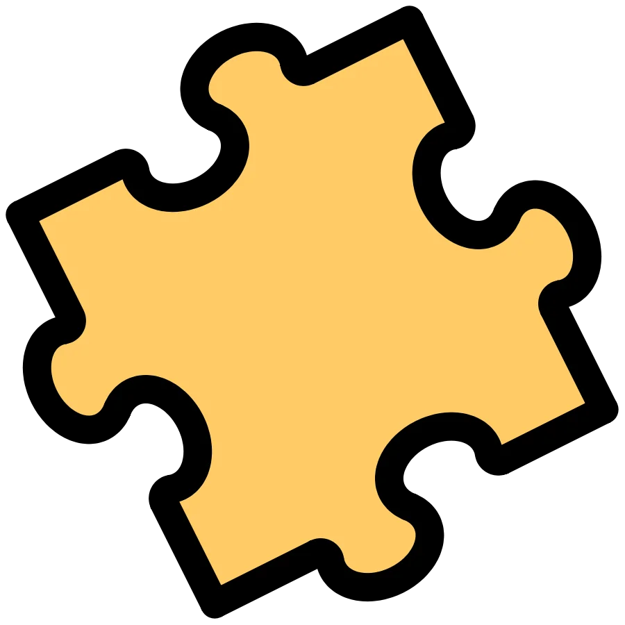 Bright Yellow Puzzle Piece Clipart - Simple Interlocking Graphic Design Element