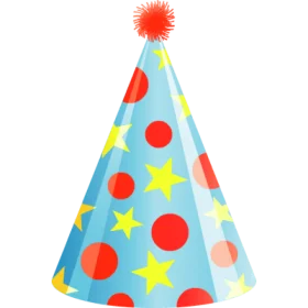 Cheerful Birthday Party Hat Clipart with Playful Red and Yellow Geometric Shapes
