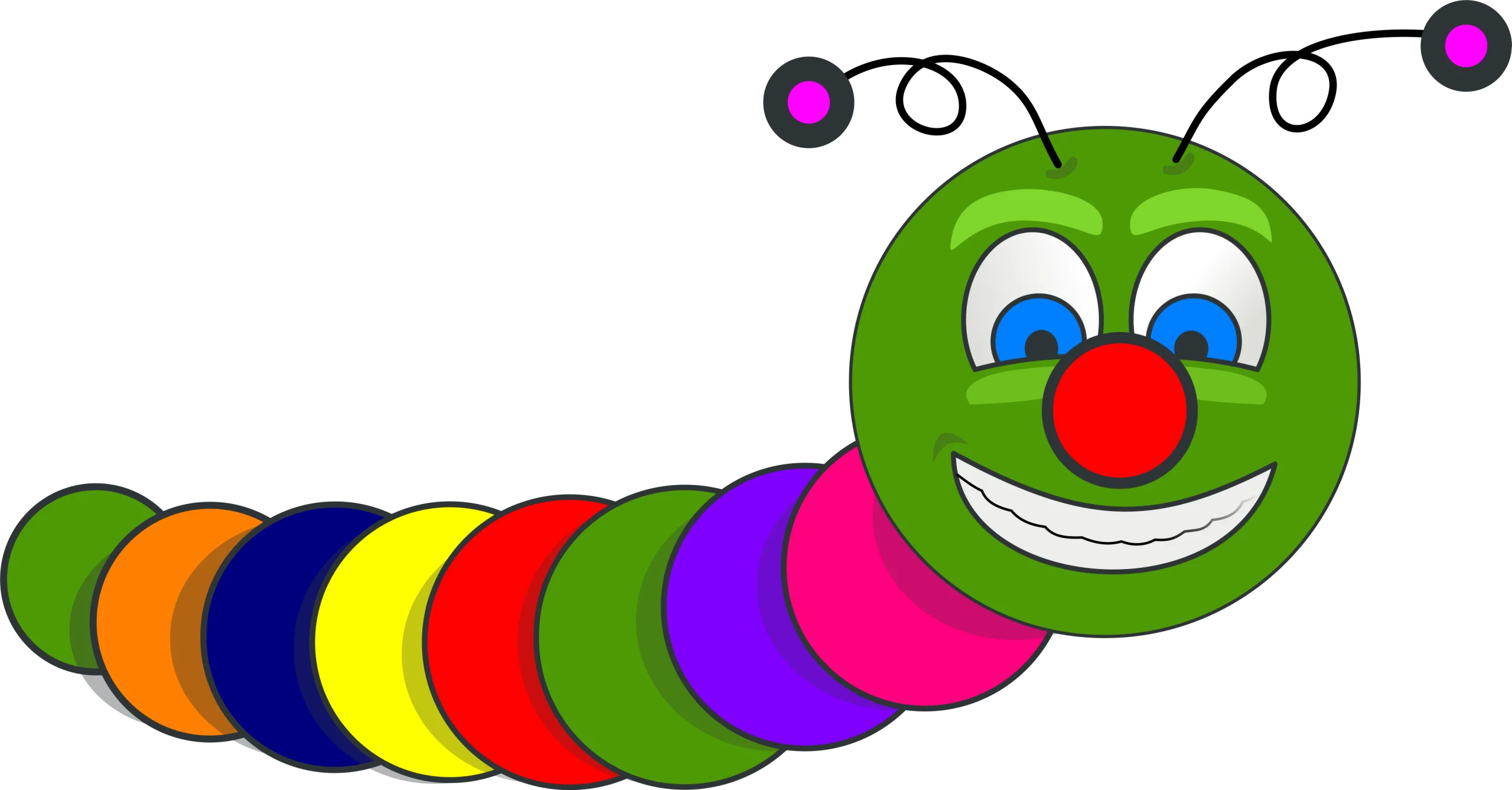 Cheerful Colorful Cartoon Caterpillar Clipart with Playful Design and Bright Segments
