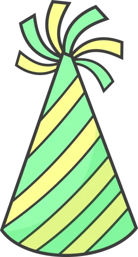 Cheerful Green and Yellow Striped Birthday Party Hat Clipart Design
