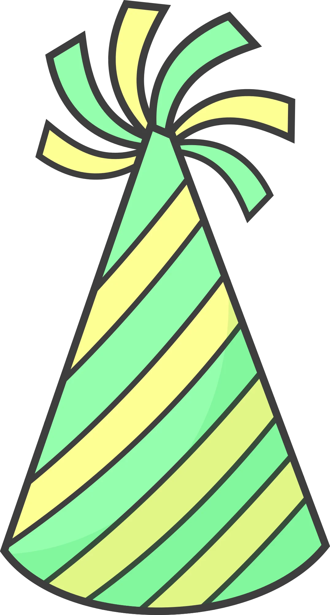 Cheerful Green and Yellow Striped Birthday Party Hat Clipart Design