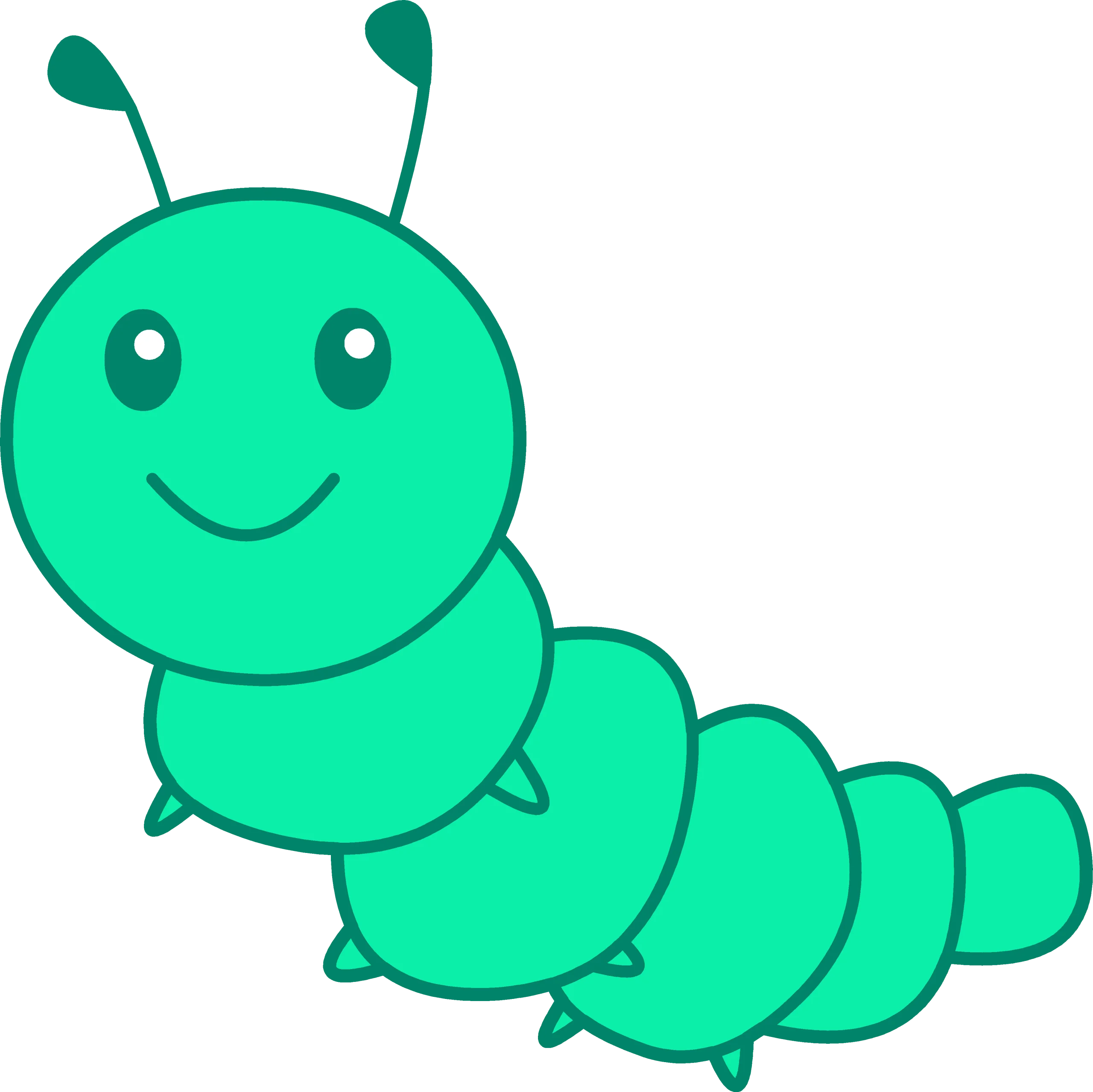 Cheerful Green Caterpillar Clipart Illustration for Kids' Design Projects