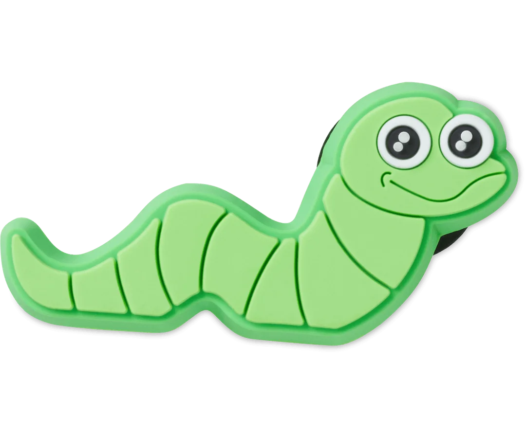 Cheerful Green Worm Clipart Illustration with Adorable Cartoon Expression