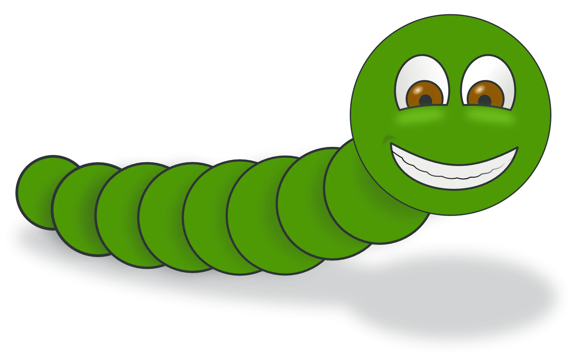 Cheerful Green Worm Clipart with Adorable Smiley Face and Segmented Body