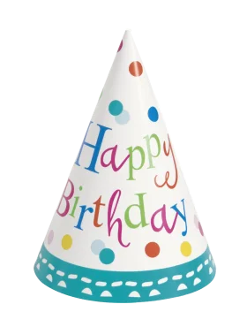 Cheerful Polka Dot Happy Birthday Party Hat Clipart Design