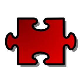 Classic Red Single Jigsaw Puzzle Piece Clipart with Smooth Interlocking Edges