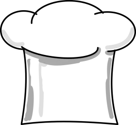 Classic White Chef Hat Clipart: Culinary Expertise Symbol in Simple Illustration
