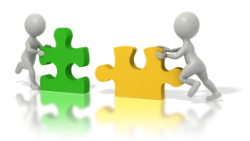 Collaborative Problem-Solving Teamwork Puzzle Clipart with Connecting Jigsaw Pieces