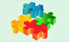 Colorful Interlocking 3D Puzzle Pieces Clipart - Collaborative Connection Concept
