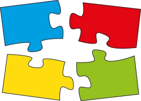 Colorful Interlocking Puzzle Pieces Clipart Representing Teamwork and Collaboration