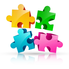 Colorful Interlocking Puzzle Pieces Clipart Symbolizing Unity and Collaboration