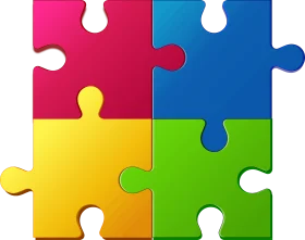 Colorful Interlocking Puzzle Pieces Clipart - Teamwork and Connection Concept
