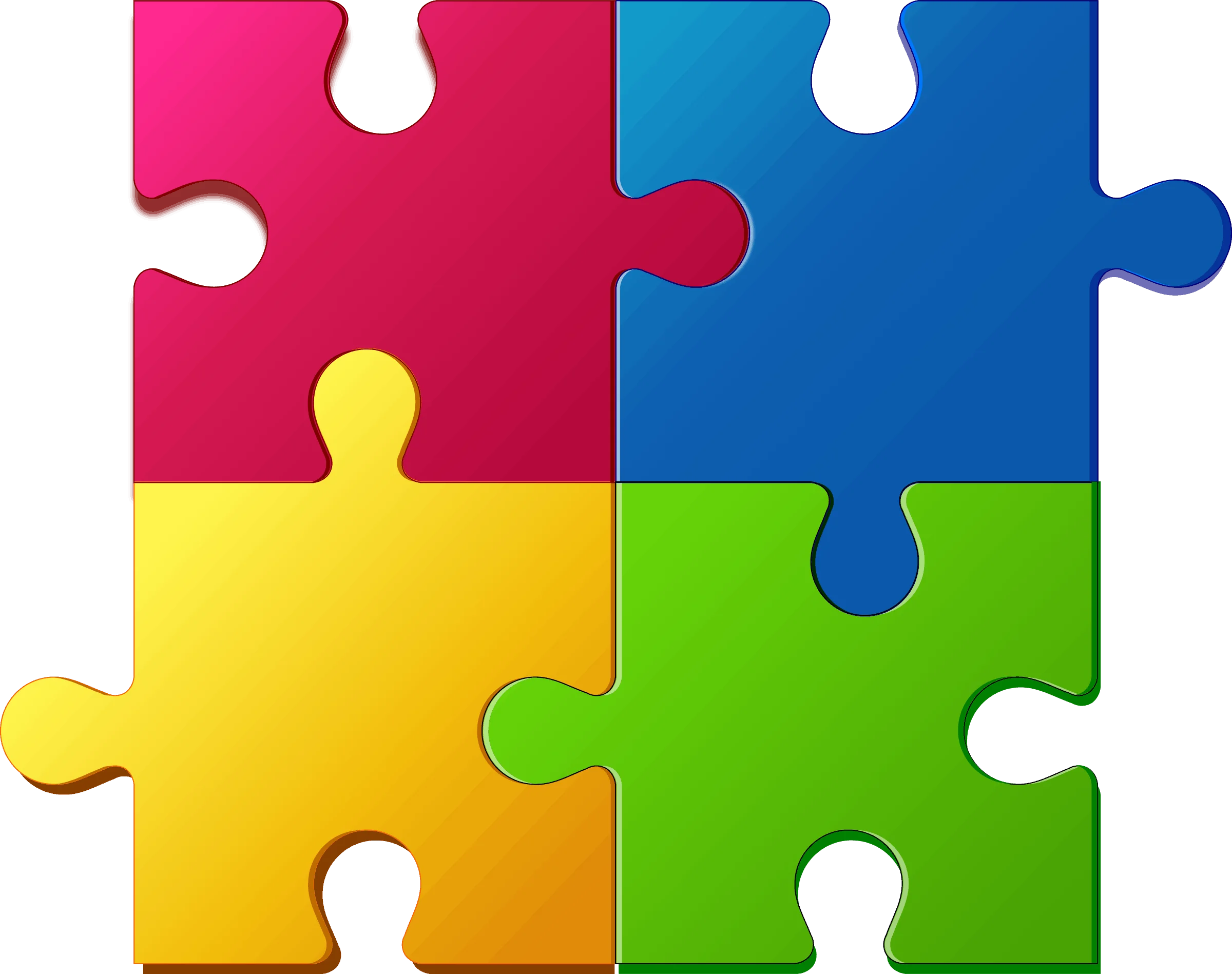 Colorful Interlocking Puzzle Pieces Clipart - Teamwork and Connection Concept