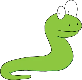 Cute Green Cartoon Snake Clipart with Large Googly Eyes and Friendly Smile