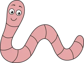 Cute Pink Cartoon Worm Clipart with Friendly Smile and Googly Eyes