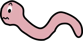 Cute Pink Wiggly Cartoon Worm Clipart with Expressive Facial Emotion