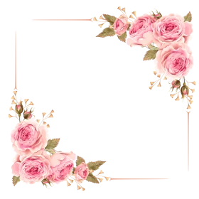 Delicate Blush Pink Roses Watercolor Floral Corner Clipart Frame Design