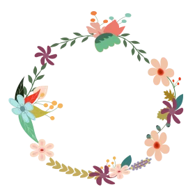 Delicate Botanical Wreath Clipart with Soft Pastel Floral Elements and Leafy Accents