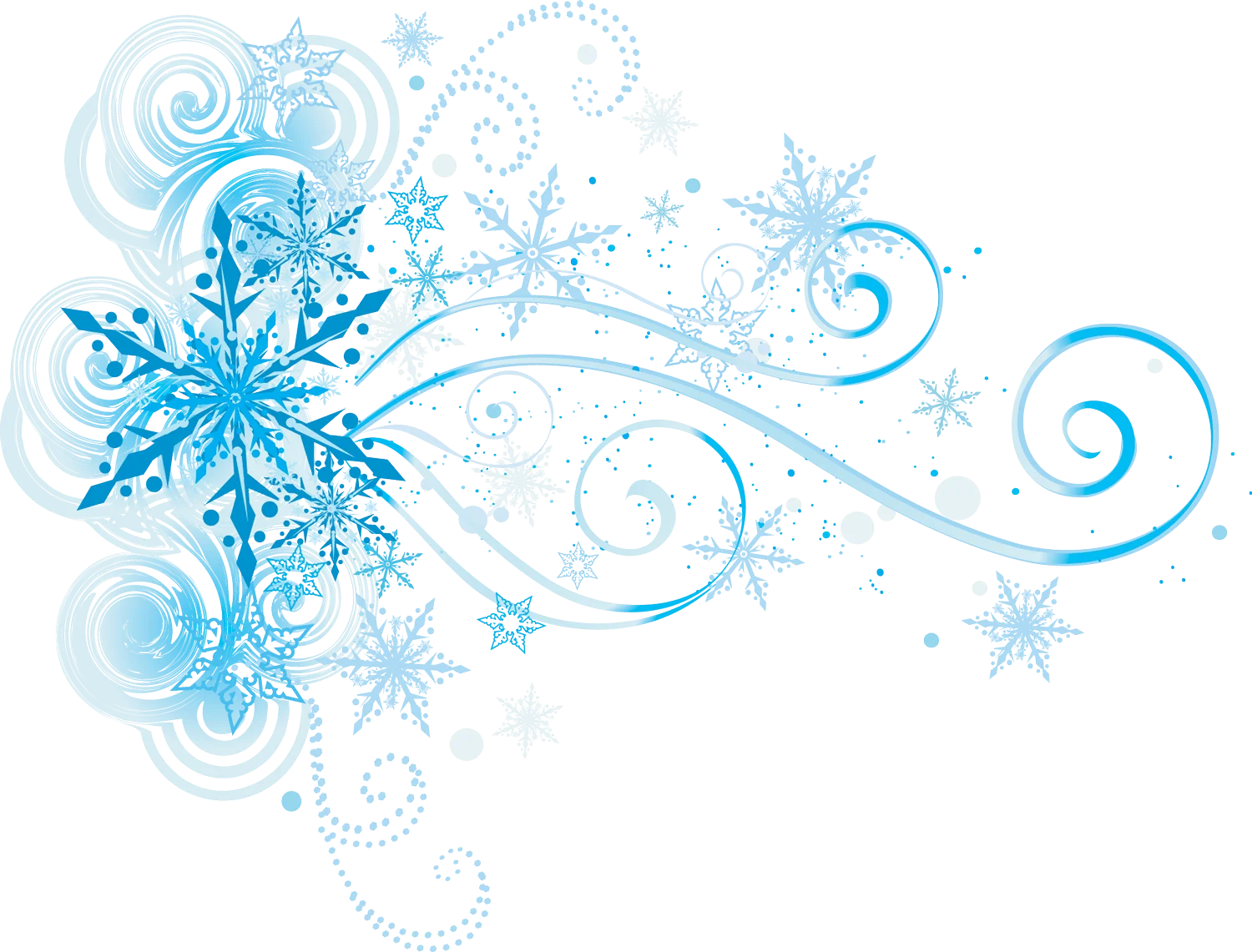 Delicate Frost Symphony: Winter Snowflake Swirls Elegant Decorative Clipart Design