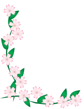 Delicate Pink Cherry Blossoms Border Clipart with Soft Green Leaves