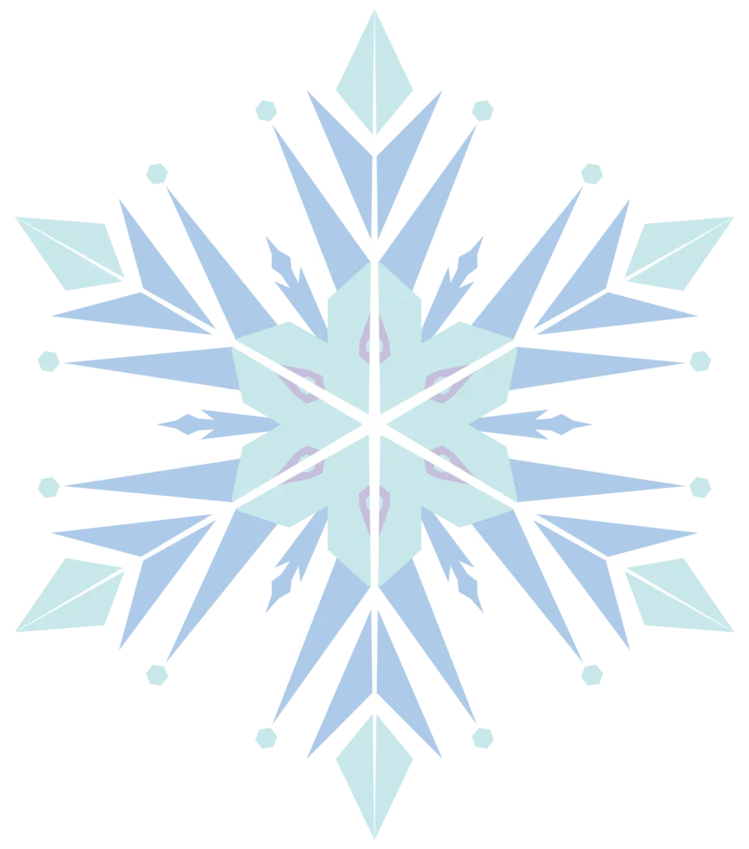 Delicate Winter Crystal Snowflake Clipart with Soft Pastel Blue Geometric Design