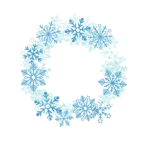 Delicate Winter Wonderland Snowflake Circular Clipart Design in Soft Blue Hues