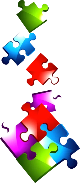 Dynamic Interlocking Puzzle Pieces Clipart - Collaborative Problem Solving Graphic