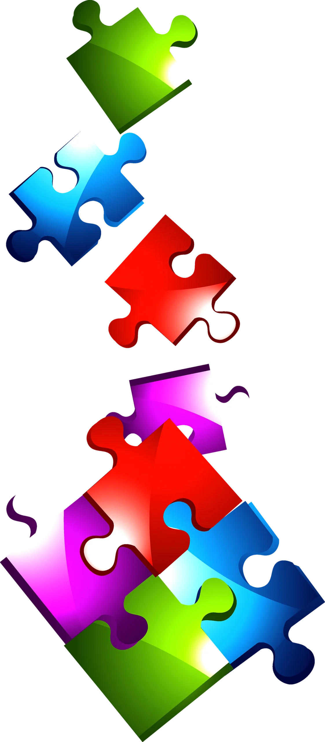 Dynamic Interlocking Puzzle Pieces Clipart - Collaborative Problem Solving Graphic