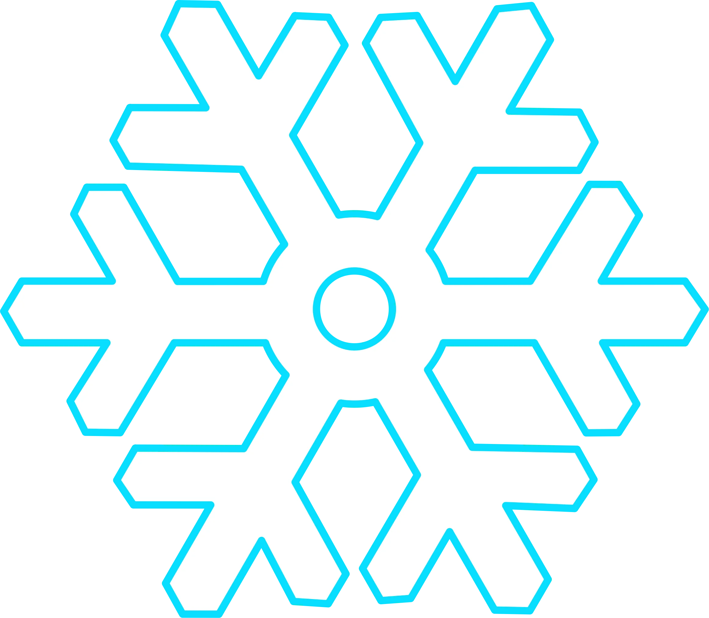 Elegant Azure Geometric Snowflake Clipart Design for Winter Artworks