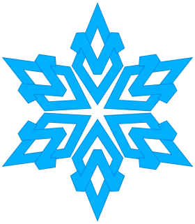 Elegant Azure Geometric Snowflake Clipart with Symmetrical Angular Design