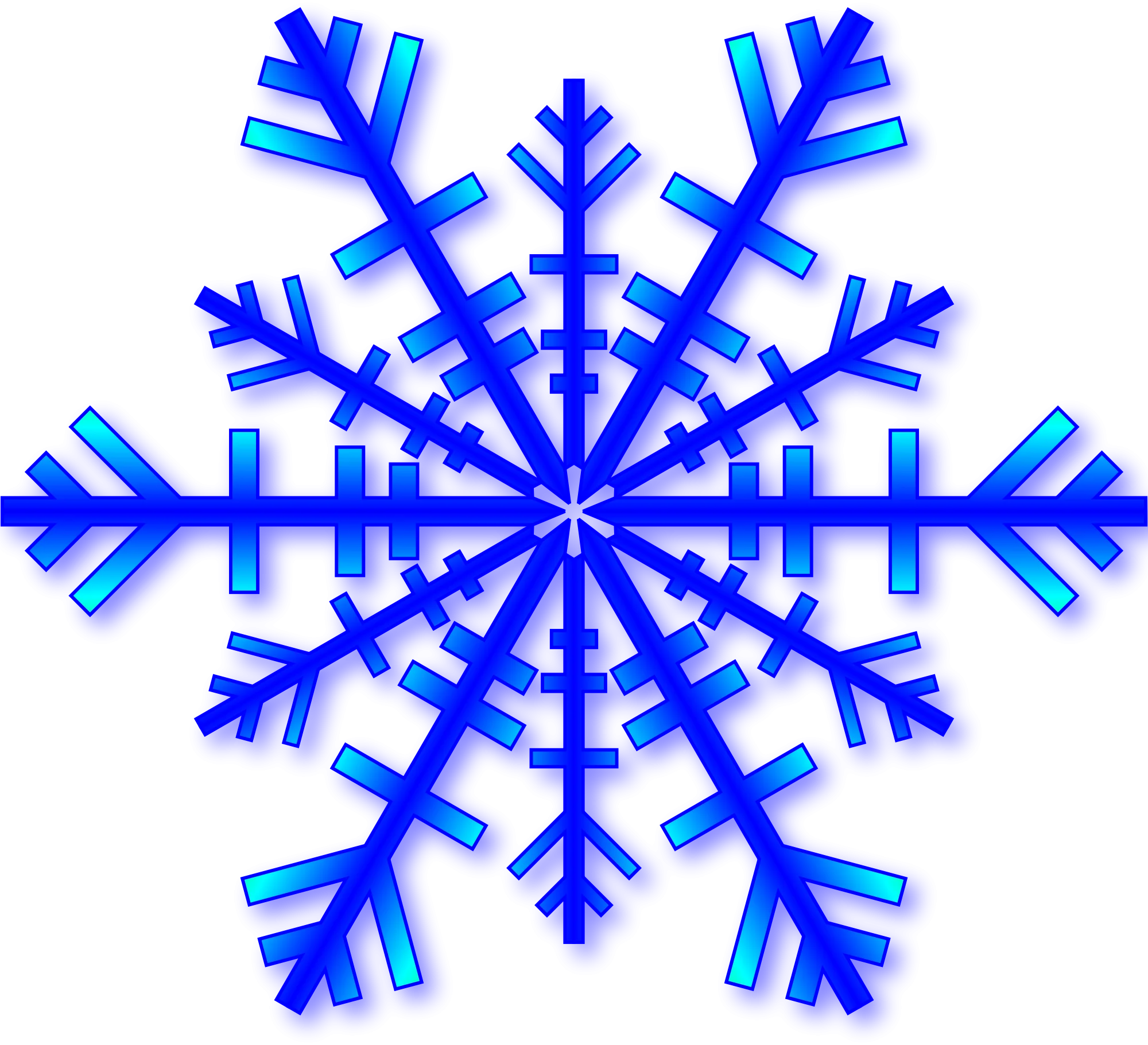 Elegant Blue Geometric Snowflake Clipart Design with Radial Symmetry