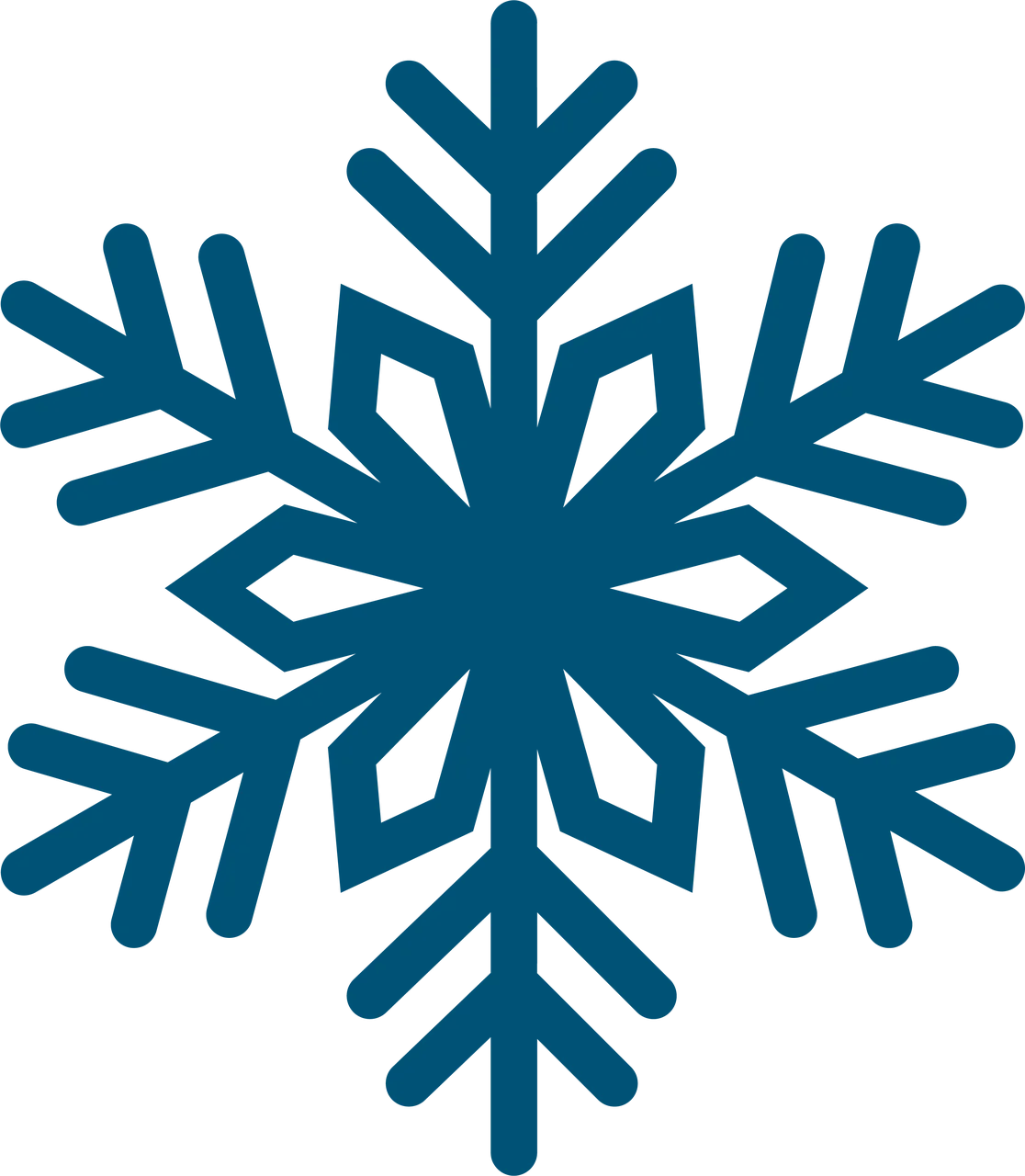 Elegant Blue Geometric Snowflake Clipart - Winter Symmetry Design