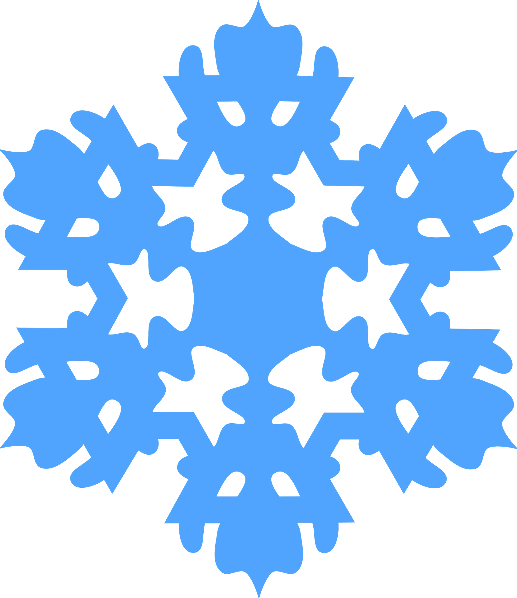 Elegant Blue Snowflake Clipart: Intricate Winter Crystalline Design with Symmetrical Patterns