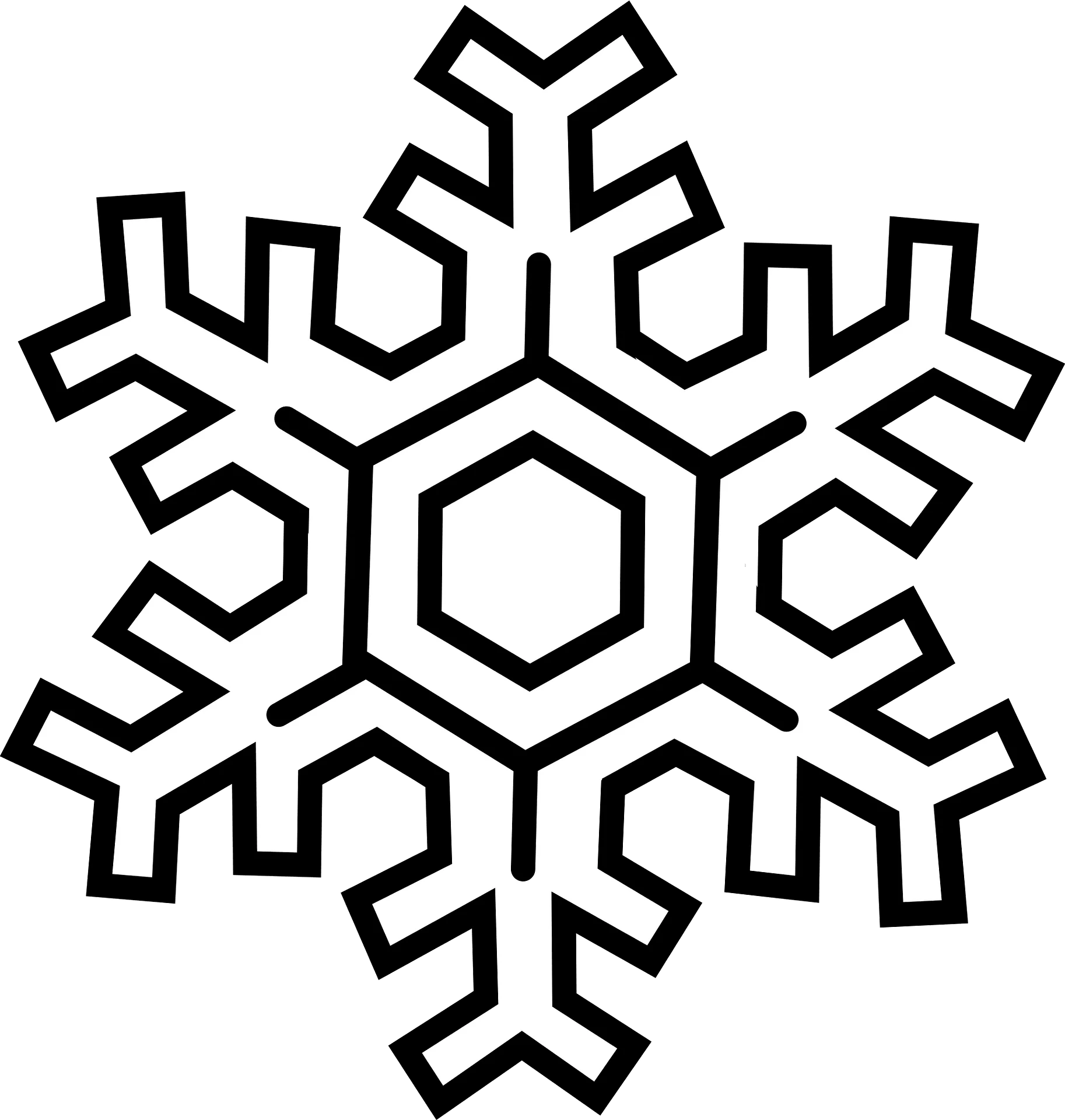 Elegant Geometric Snowflake Clipart: Intricate Symmetrical Winter Design