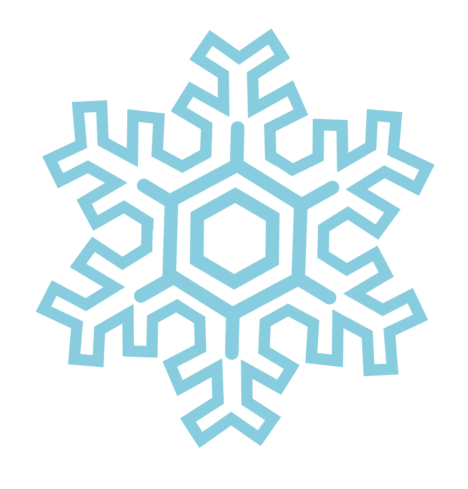 Elegant Geometric Snowflake Clipart with Symmetrical Winter Design