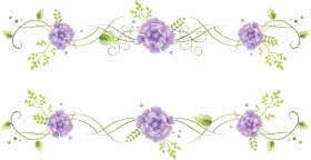Elegant Lavender Floral Border Clipart with Delicate Swirling Vine Accents