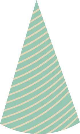 Elegant Mint Green and Cream Striped Birthday Party Clipart Hat Design