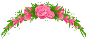 Elegant Pink Floral Arch Clipart with Lush Green Foliage and Swirling Tendrils