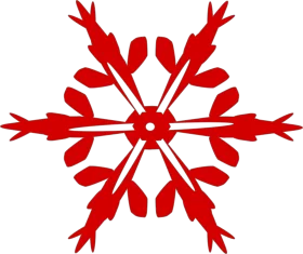 Elegant Red Geometric Snowflake Clipart Design with Symmetrical Patterns