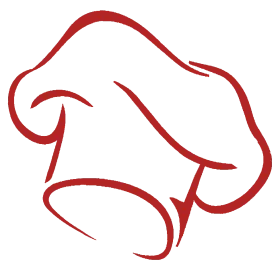Elegant Red Silhouette of Classic Chef Hat Culinary Clipart Illustration